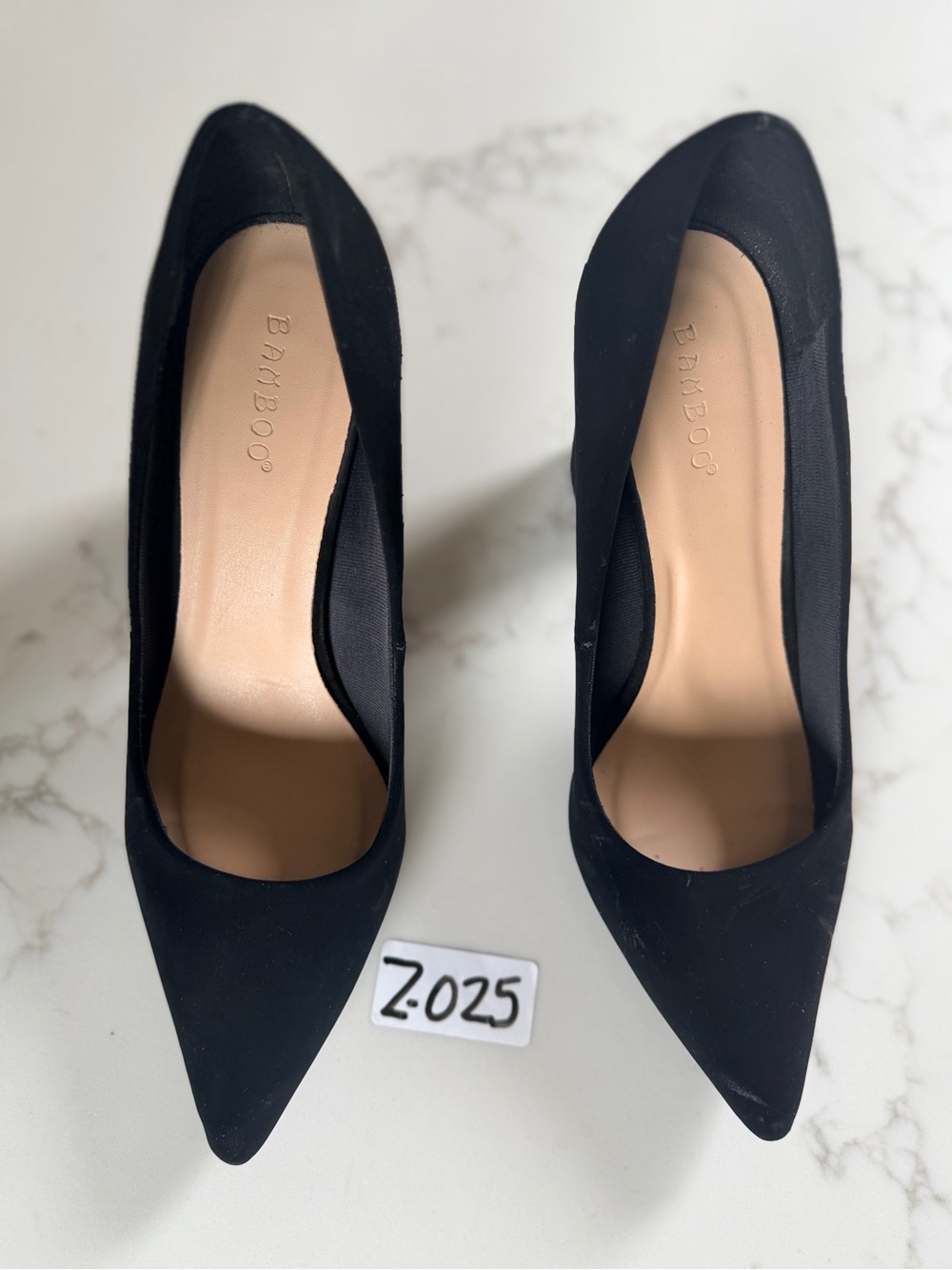 BAMBOO Black Pointed-Toe Classic Pumps
